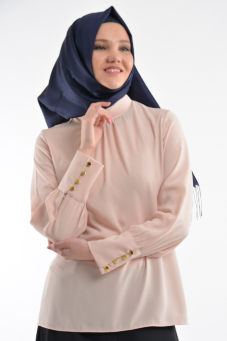 Nayla Collection - Salmon Pink Hijab Blouse 1035SMN