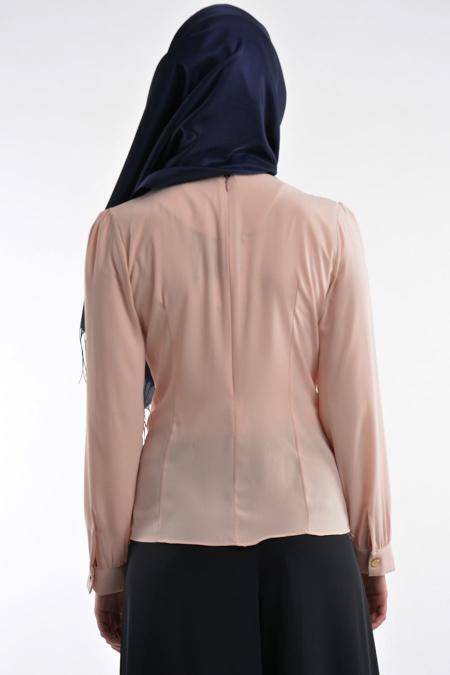 Nayla Collection - Salmon Pink Hijab Blouse 1036SMN - 3