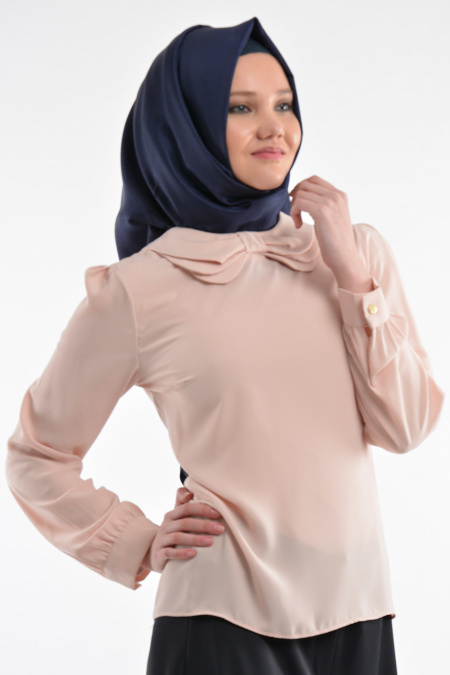 Nayla Collection - Salmon Pink Hijab Blouse 1036SMN