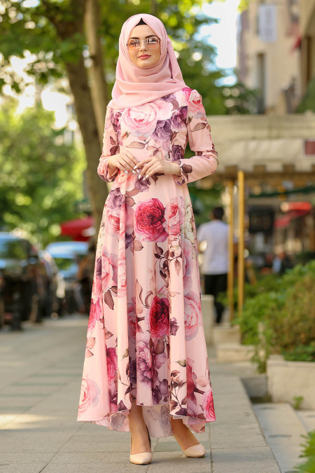 Nayla Collection - Salmon Pink Hijab Dress 41570SMN