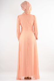 Nayla Collection - Salmon Pink Hijab Dress 7026SMN - Thumbnail