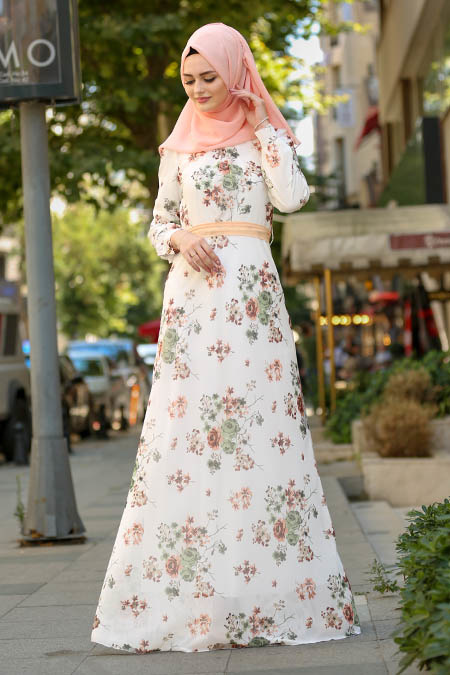 Nayla Collection - Salmon Pink Hijab Dress 81520SMN