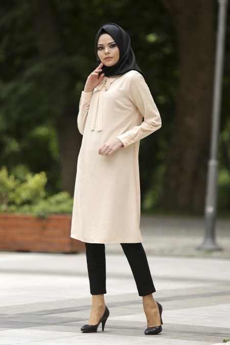Nayla Collection - Salmon Pink Hijab Tunic 1037SMN