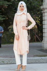 Nayla Collection - Salmon Pink Hijab Tunic 837SMN - Thumbnail