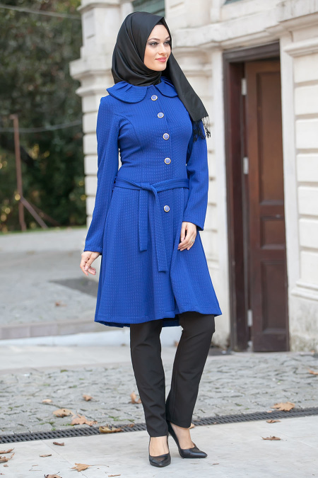 Nayla Collection - Sax Blue Hijab Coat 5036SX