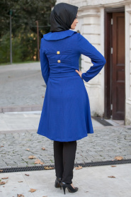 Nayla Collection - Sax Blue Hijab Coat 5036SX - Thumbnail