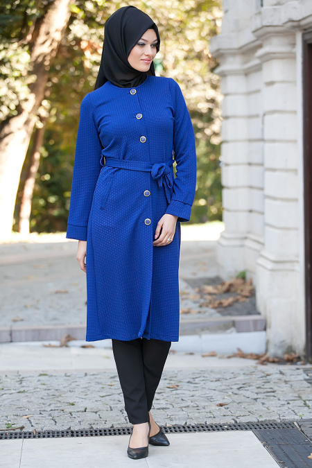 Nayla Collection - Sax Blue Hijab Coat 5177SX