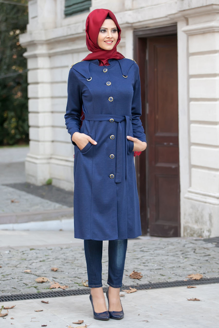 Nayla Collection - Sax Blue Hijab Coat 5183SX