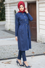 Nayla Collection - Sax Blue Hijab Coat 5183SX - Thumbnail