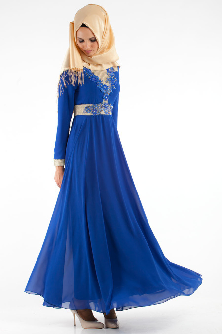 Nayla Collection - Sax Blue Hijab Dress 3016SX