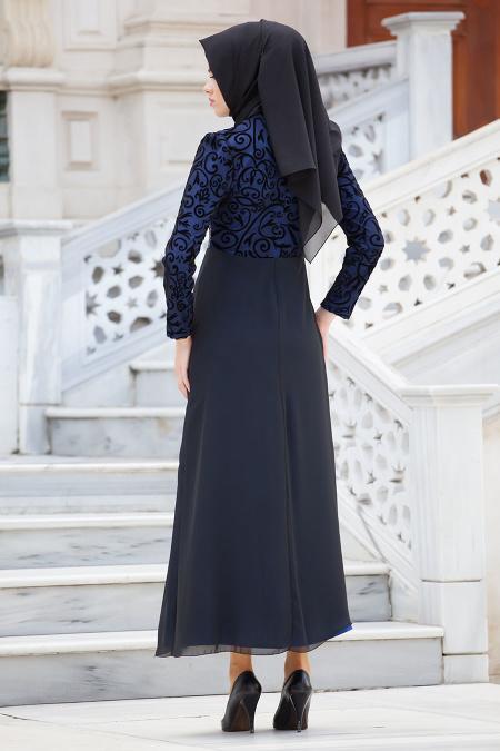 Nayla Collection - Sax Blue Hijab Dress 4109SX - 3