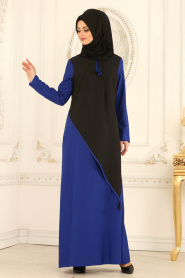 Nayla Collection - Sax Blue Hijab Dress 42260SX - Thumbnail
