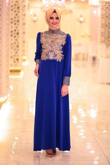 Nayla Collection - Sax Blue Hijab Dress 5286SX