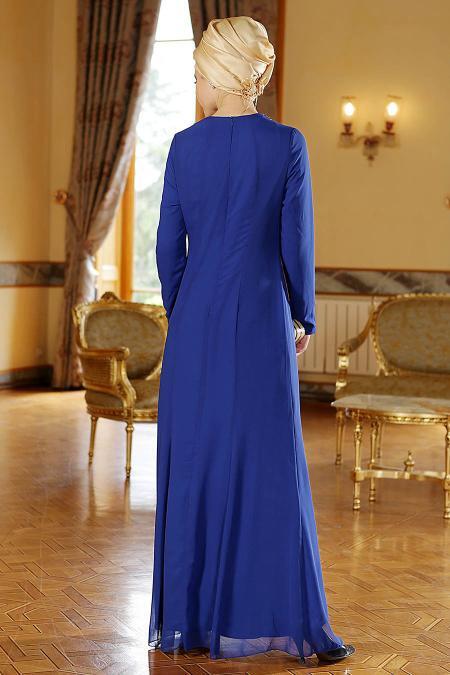 Nayla Collection - Sax Blue Hijab Dress 7012SX - 3
