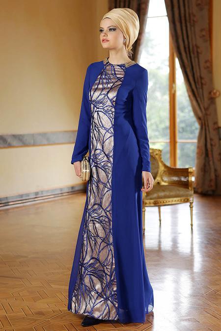 Nayla Collection - Sax Blue Hijab Dress 7012SX - 2