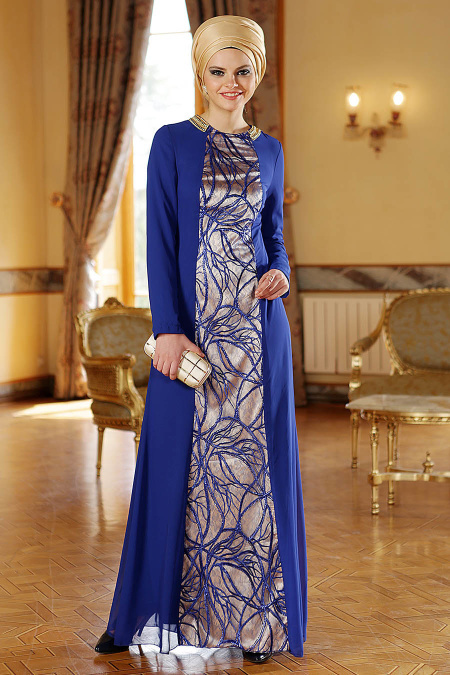 Nayla Collection - Sax Blue Hijab Dress 7012SX