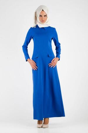 Nayla Collection - Sax Blue Hijab Dress 7079SX - 1