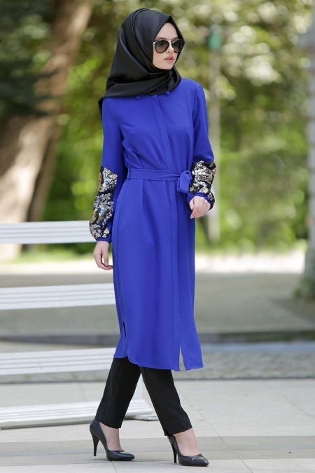 Nayla Collection - Sax Blue Hijab Tunic 5225SX
