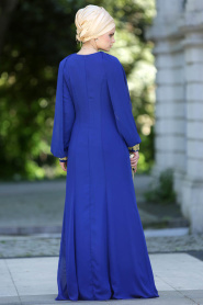 Nayla Collection - Sax Mavi Balık Elbise - Thumbnail