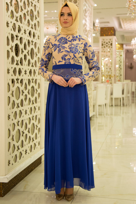 Nayla Collection - Sax Mavi Elbise