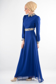 Nayla Collection - Sax Mavi Elbise 7026SX - Thumbnail