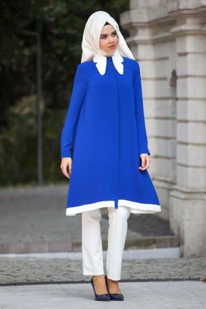 Nayla Collection - Sax Mavisi Tesettür Tunik 1085SX - 1