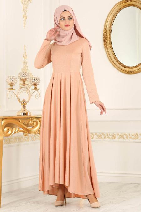 Nayla Collection - Simli Somon Tesettür Abiye Elbise 4156SMN - 2