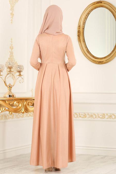 Nayla Collection - Simli Somon Tesettür Abiye Elbise 4156SMN - 3