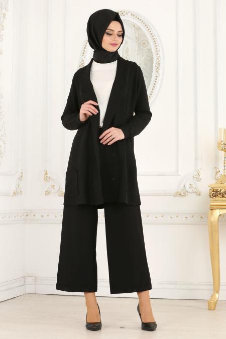 Nayla Collection - Siyah Ceket / Pantolon Tesettür Takım 53530S - 2