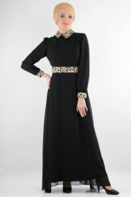 Nayla Collection - Siyah Elbise 7026S - Thumbnail