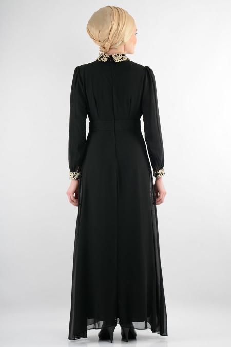 Nayla Collection - Siyah Elbise 7026S - 3