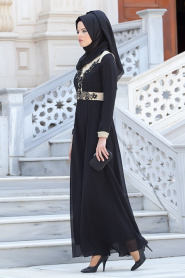 Nayla Collection - Siyah Elbise - Thumbnail