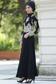 Nayla Collection - Siyah Tesettür Elbise 5275S - Thumbnail
