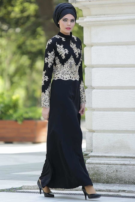 Nayla Collection - Siyah Tesettür Elbise 5275S