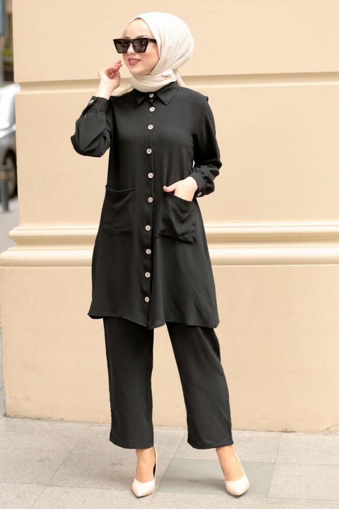 Nayla Collection - Siyah İkili Tesettür Takım 31320S - 2