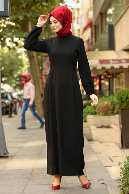 Nayla Collection - Siyah Tesettür Elbise 78301S
