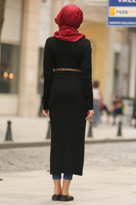 Nayla Collection - Siyah Tesettür Triko Tunik 15436S - 2