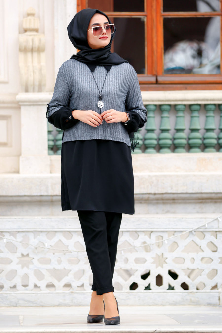 Nayla Collection - Smoke Color Hijab Tunic 5686FU