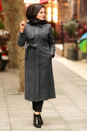 Nayla Collection - Smoked Hijab Coat 2448FU - 1