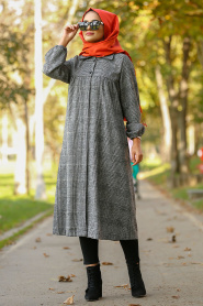 Nayla Collection - Smoked Hijab Coat 54071FU - Thumbnail