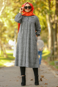 Nayla Collection - Smoked Hijab Coat 54071FU - Thumbnail