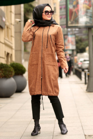 Nayla Collection - Snuff Colored Hijab Coat 2484TB - Thumbnail