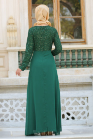 Nayla Collection - Taş Detaylı Yeşil Abiye Elbise 2799Y - Thumbnail