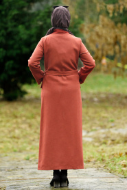 Nayla Collection - Terra Cotta Hijab Coat 4428KRMT - Thumbnail