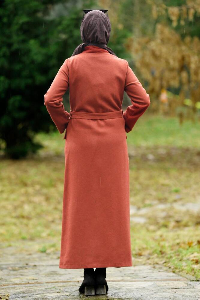 Nayla Collection - Terra Cotta Hijab Coat 4428KRMT - 2