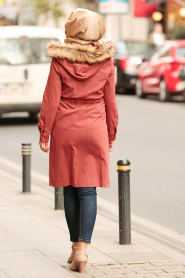 Nayla Collection - Terra Cotta Hijab Coat 994KRMT - Thumbnail