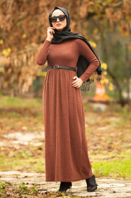 Nayla Collection - Terra Cotta Hijab Dress 1603KRMT - Thumbnail