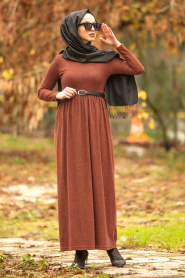 Nayla Collection - Terra Cotta Hijab Dress 1603KRMT - Thumbnail