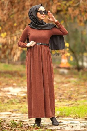 Nayla Collection - Terra Cotta Hijab Dress 1603KRMT - 2