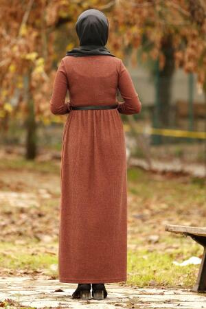 Nayla Collection - Terra Cotta Hijab Dress 1603KRMT - Thumbnail